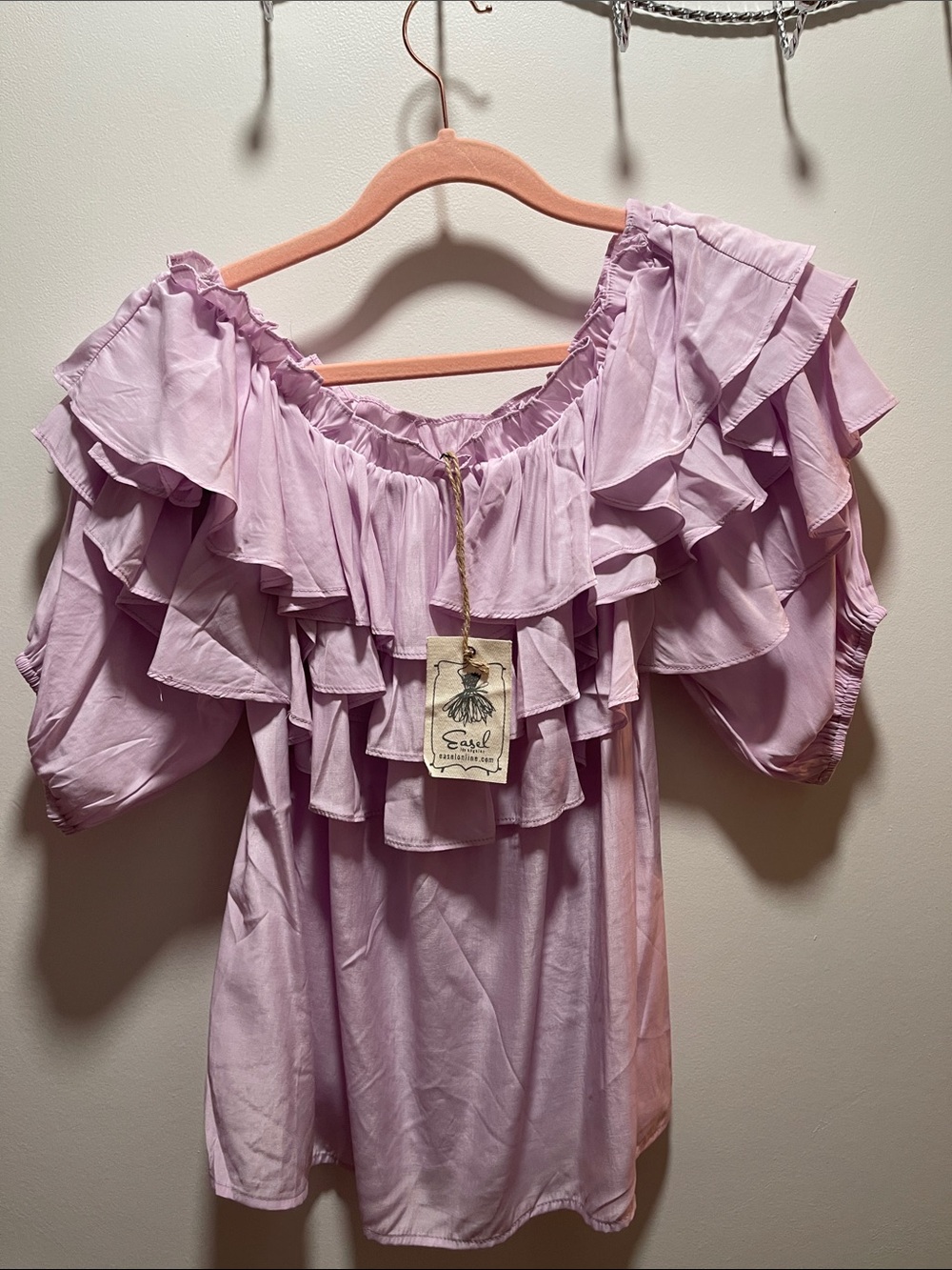 NWT easel Off-Shoulder Ruffle Tier Top - Picture 8 of 8